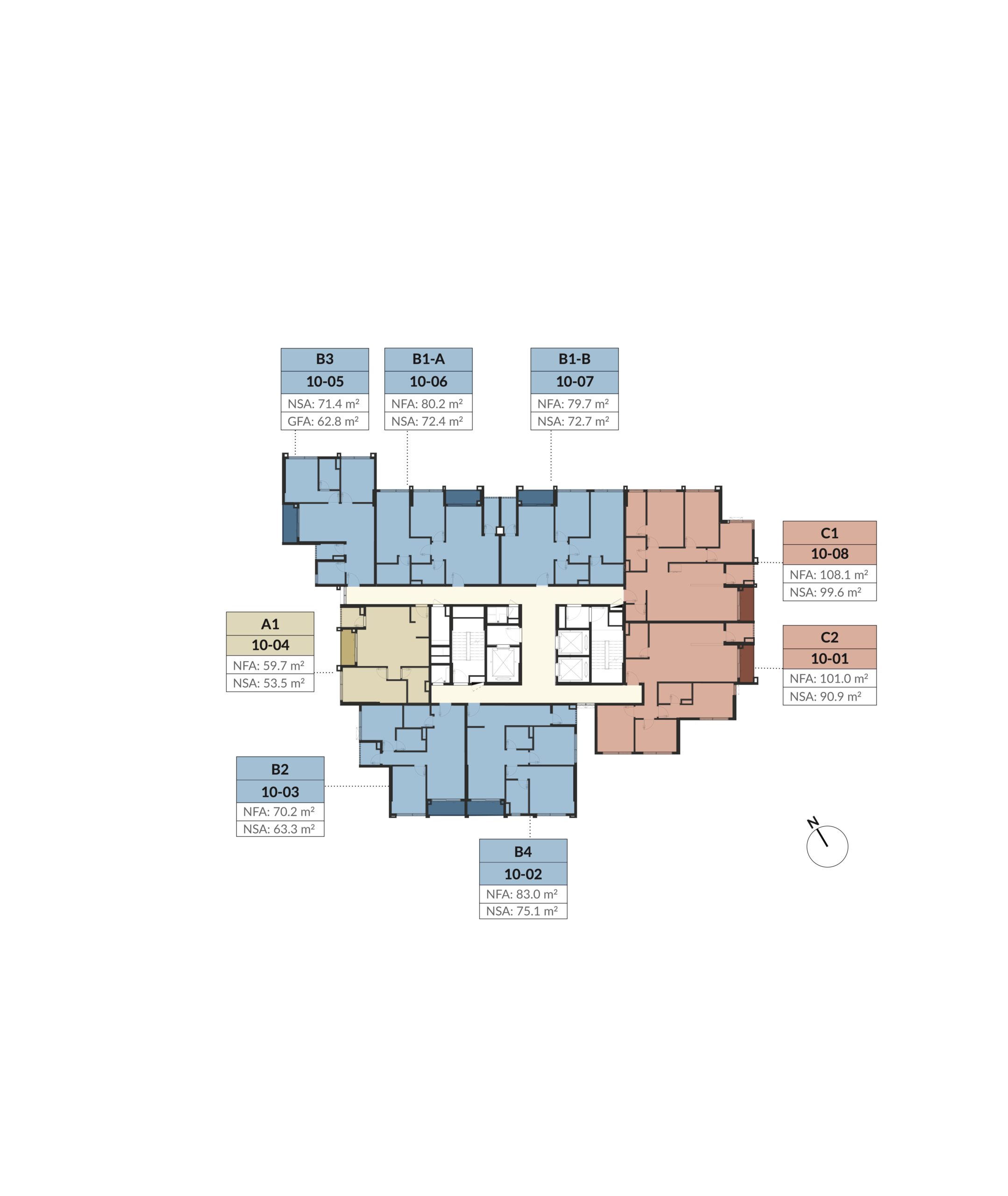 Unit Floor Plan Level 10 – 15: Residences